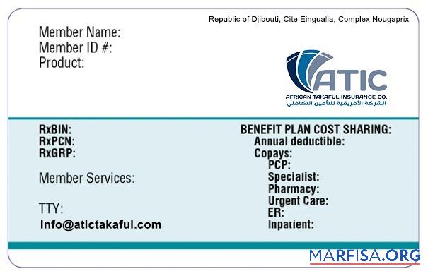 Blank Djibouti health insurance card template